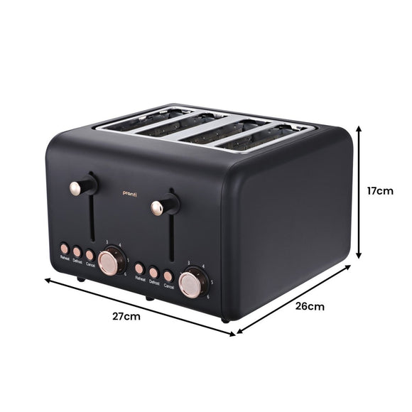 Pronti Toaster, Kettle & Coffee Machine Breakfast Set - Black - RnR Galore