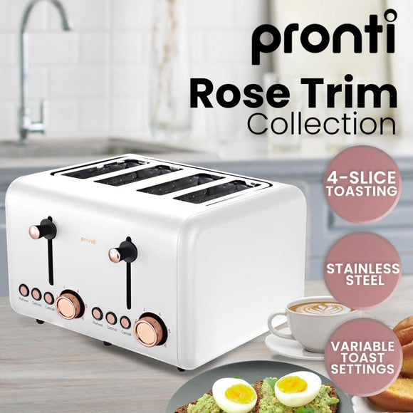 Pronti Toaster, Kettle & Coffee Machine Breakfast Set - White - RnR Galore