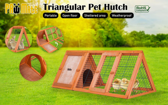 Rabbit Hutch Chicken Coop 118 x 50 x 45cm Triangle Cage Run Ester - RnR Galore