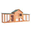 Rabbit Hutch Chicken Coop 204 x 45 x 85cm 2 Storey Cage Mansion - RnR Galore
