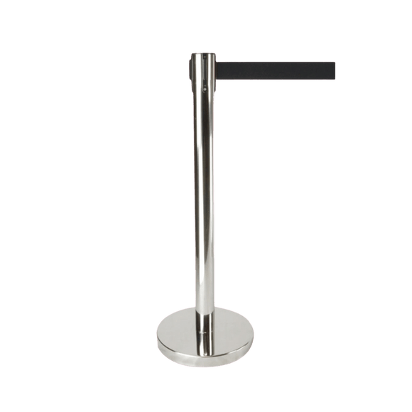 Retractable Queue Crowd Control Barriers | Silver Pole Black Belt - RnR Galore