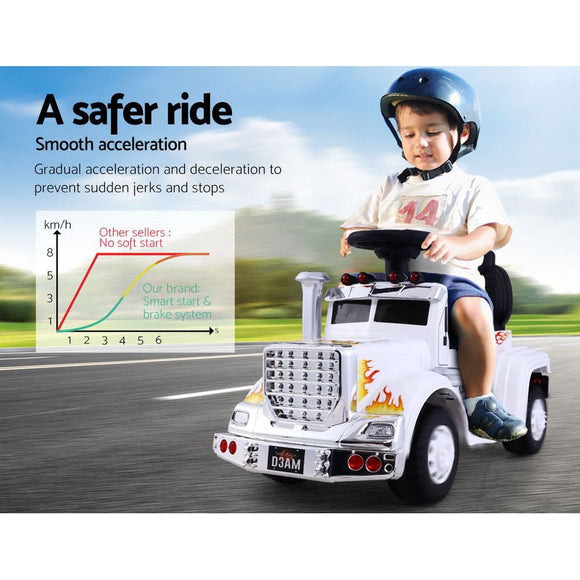 Rigo Kids Electric Ride On Car Truck Motorcycle Motorbike Toy Cars 6V White - RnR Galore
