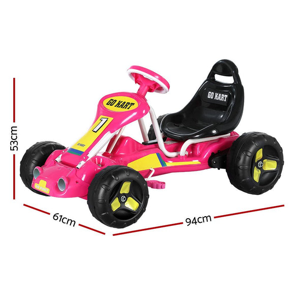 Rigo Kids Pedal Go Kart Ride On Toys Racing Car Plastic Tyre Pink - RnR Galore