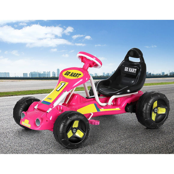Rigo Kids Pedal Go Kart Ride On Toys Racing Car Plastic Tyre Pink - RnR Galore