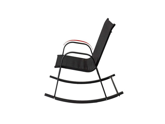 Rocking Chair High Back Rocker Chairs Steel Metal Textilene Fabric - Black - RnR Galore