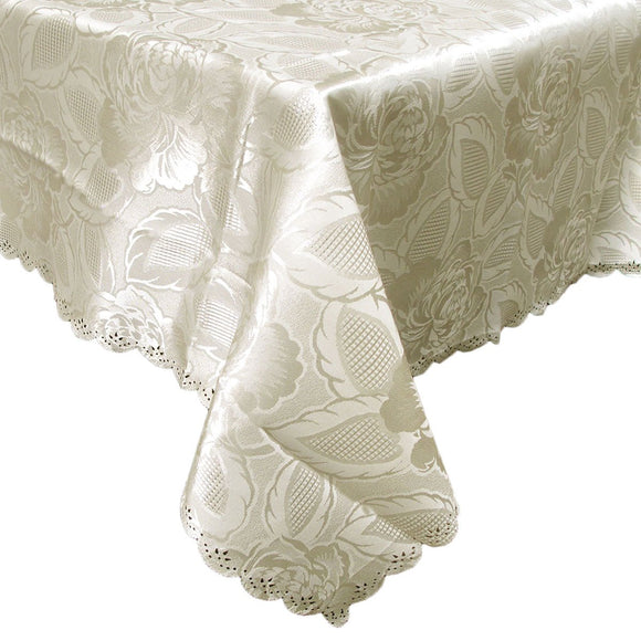 Rose Ecru Luxury Jacquard Tablecloth 150 x 270 cm - RnR Galore
