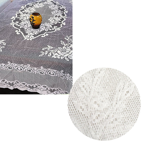 Rosie White Large Deluxue Lace Rectangle Tablecloth 150cm x 230cm 6 to 8 Seaters - RnR Galore