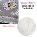 Rosie White Large Deluxue Lace Rectangle Tablecloth 150cm x 230cm 6 to 8 Seaters - RnR Galore