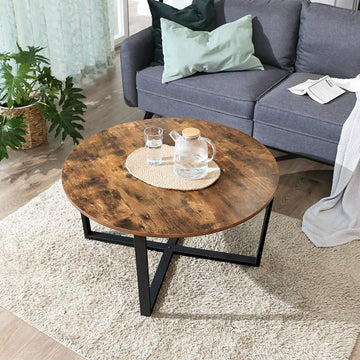 Round Coffee Table Rustic Brown and Black - RnR Galore