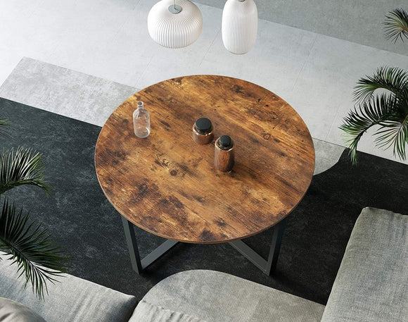 Round Coffee Table Rustic Brown and Black - RnR Galore