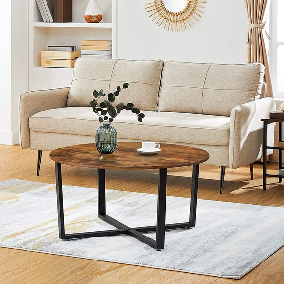 Round Coffee Table Rustic Brown and Black - RnR Galore