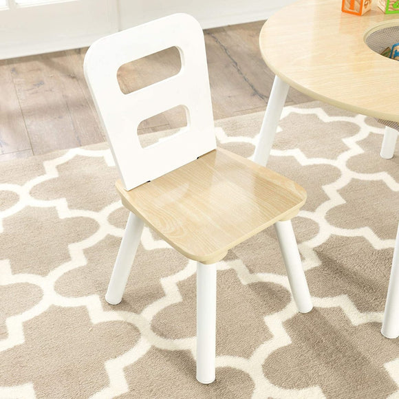Round Table and 2 Chair Set for children (White Natural) - RnR Galore