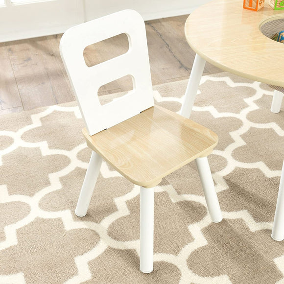 Round Table and 2 Chair Set for children (White Natural) - RnR Galore