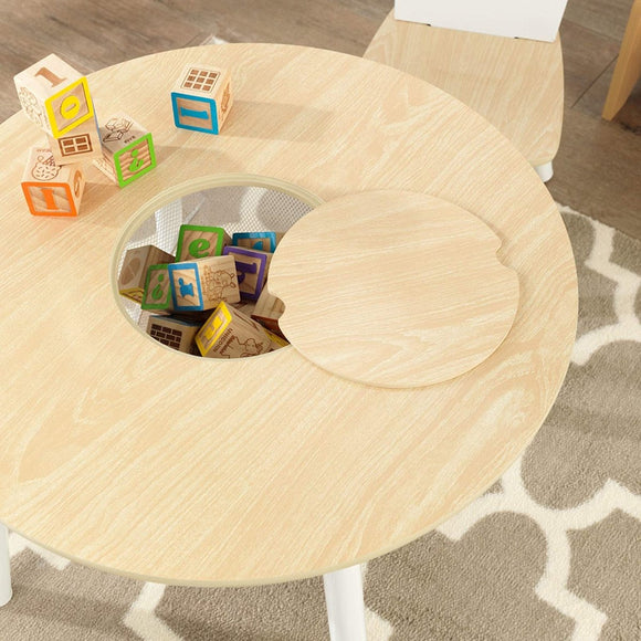 Round Table and 2 Chair Set for children (White Natural) - RnR Galore