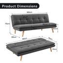 Sarantino 3 Seater Linen Sofa Bed Couch Lounge Futon - Dark Grey - RnR Galore