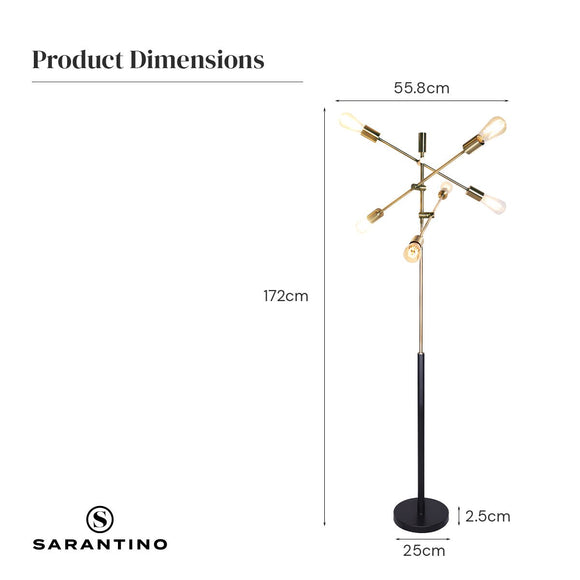 Sarantino 6 - Light Metal Sputnik Floor Lamp - RnR Galore