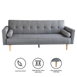 Sarantino Madison Sofa Bed Lounge Couch Futon Furniture Home Light Grey Linen Suite - RnR Galore