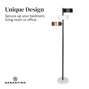 Sarantino Metal Floor Lamp with 3 Swirl Shades - RnR Galore
