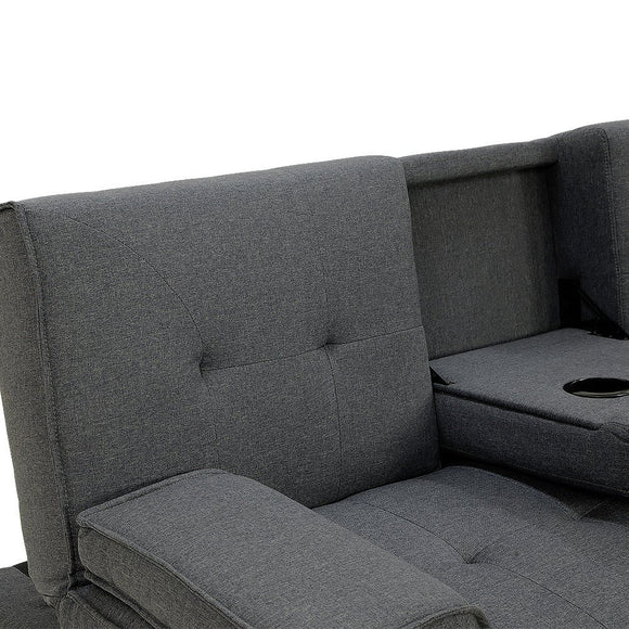 Sarantino Rochester Linen Fabric Sofa Bed Lounge Couch Futon Furniture Suite - Dark Grey - RnR Galore