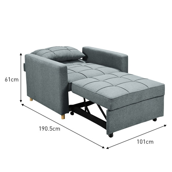 Sarantino Suri 3 - in - 1 Convertible Sofa Chair Bed - Airforce Blue - RnR Galore
