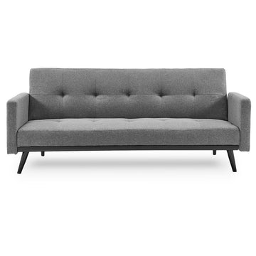 Sarantino Tufted Faux Linen 3 - Seater Sofa Bed with Armrests - Light Grey - RnR Galore
