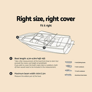 Seamanship 14 - 16ft Boat Cover Trailerable Marine Grade 600D - RnR Galore