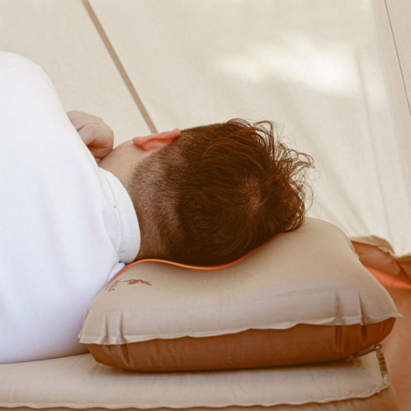 Self Inflating Camping Pillow with Ergonomic 3D Support - Gold - RnR Galore