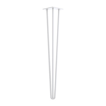 Set of 4 Industrial 3 - Rod Retro Hairpin Table Legs 12mm Steel Bench Desk - 71cm White - RnR Galore