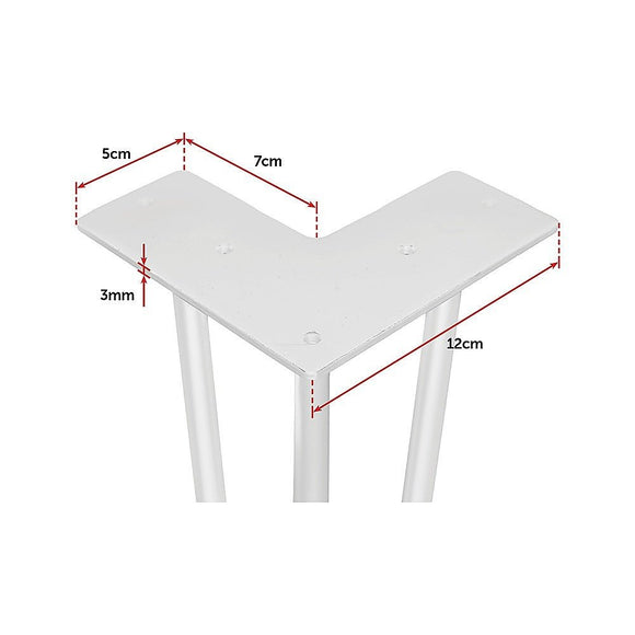 Set of 4 Industrial 3 - Rod Retro Hairpin Table Legs 12mm Steel Bench Desk - 71cm White - RnR Galore