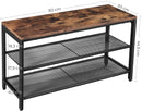 Shoe Rack with 2 Mesh Shelves, Rustic Brown and Black - RnR Galore