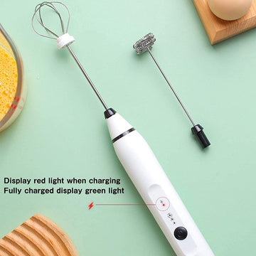 Silver Rechargeable Electric Milk Frother Handheld (3 Speeds) - RnR Galore
