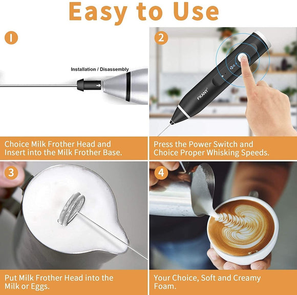 Silver Rechargeable Electric Milk Frother Handheld (3 Speeds) - RnR Galore