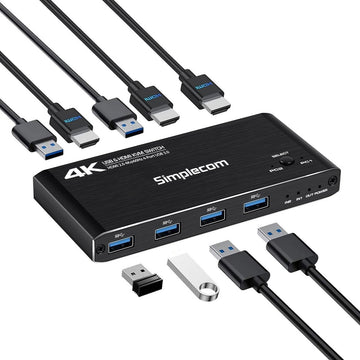 Simplecom KM420 2 - Port HDMI KVM Switch HDMI 2.0 4K@60Hz 4 - Port USB 3.0 Hub 5Gbps - RnR Galore