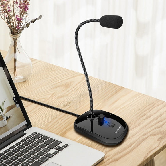 Simplecom UM360 Plug and Play USB Desktop Microphone with Headphone Jack - RnR Galore