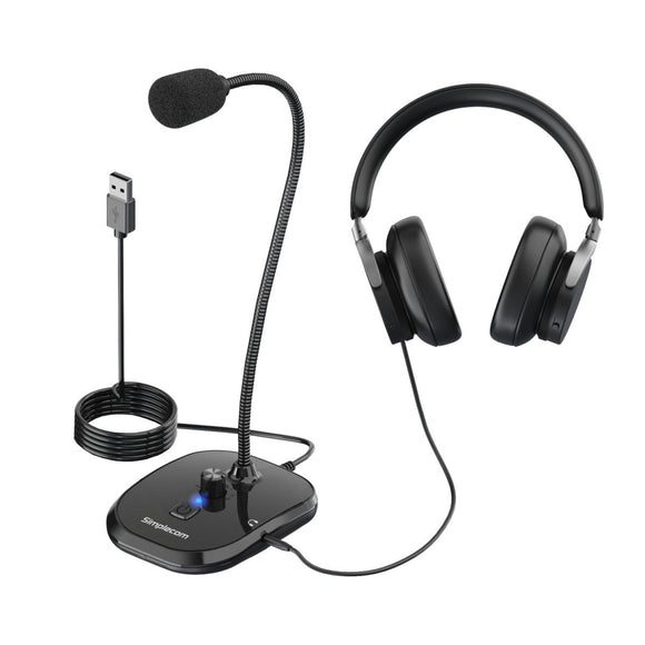 Simplecom UM360 Plug and Play USB Desktop Microphone with Headphone Jack - RnR Galore