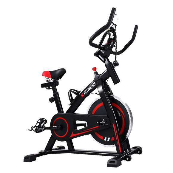 Spin Exercise Bike Flywheel Fitness Commercial Home Workout Gym Machine Bonus Phone Holder Black - RnR Galore