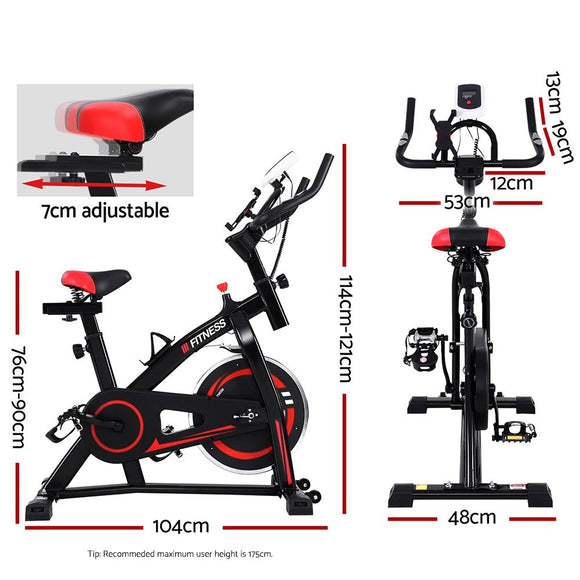 Spin Exercise Bike Flywheel Fitness Commercial Home Workout Gym Machine Bonus Phone Holder Black - RnR Galore