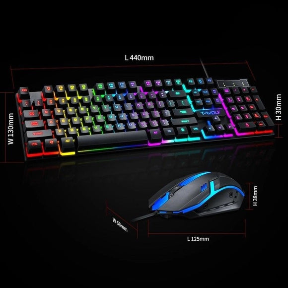 T - Wolf TF800 RGB 4 - pcs Gaming Keyboard/Mouse/Headphone/Mouse Pad Kit Set - RnR Galore