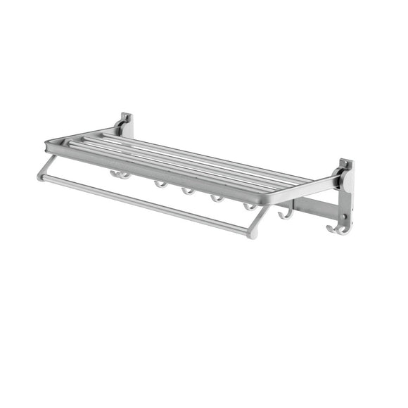Towel Rail Rack Holder 4 Bars Wall Mounted Aluminium Foldable Hanging Hook - RnR Galore
