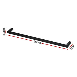 Towel Rail Rack Holder Single 600mm Wall Mounted Stainless Steel Black - RnR Galore