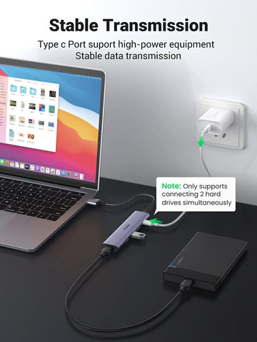 UGREEN 20805 USB 3.0 4 - Port Hub with USB - C Power Port - RnR Galore