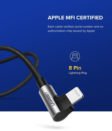 UGREEN 60521 USB - A to 8 - pin 90 Degree Angel Cable 1M - RnR Galore