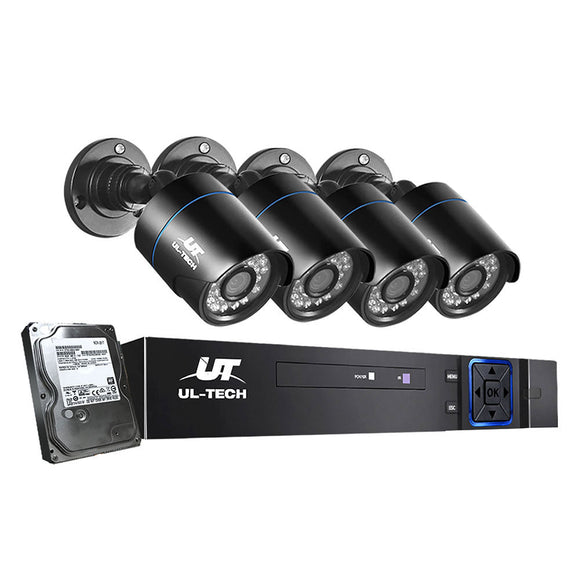 UL - tech CCTV Security System 4CH DVR 4 Cameras 4TB Hard Drive - RnR Galore