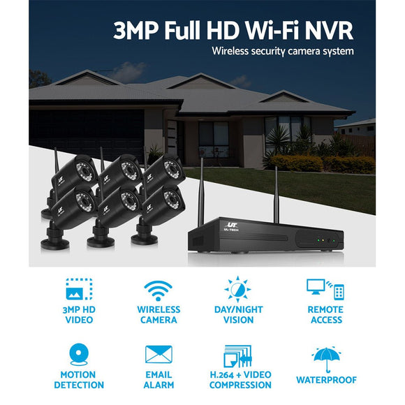 UL - tech CCTV Wireless Security Camera System 8CH Home Outdoor WIFI 6 Square Cameras Kit 1TB - RnR Galore