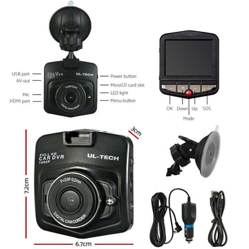 UL - tech Dash Camera 1080P 2.4" Front View,UL - tech Dash Camera 1080P 2.4" Front View Cam Car Video Recorder Night Vision - RnR Galore