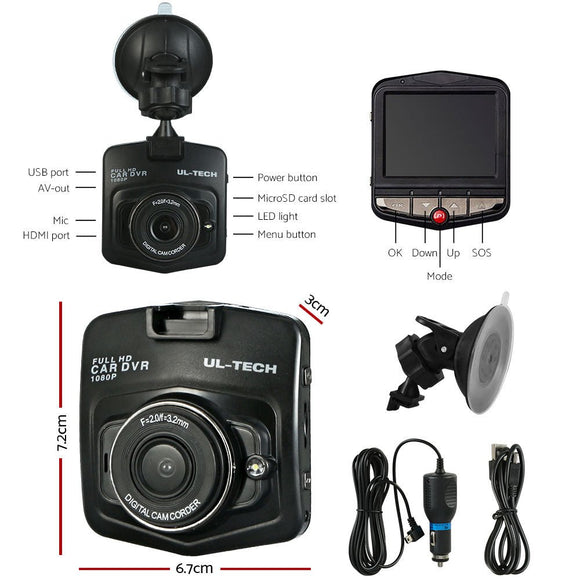 UL - tech Dash Camera 1080P 2.4" Front View,UL - tech Dash Camera 1080P 2.4" Front View Cam Car Video Recorder Night Vision - RnR Galore
