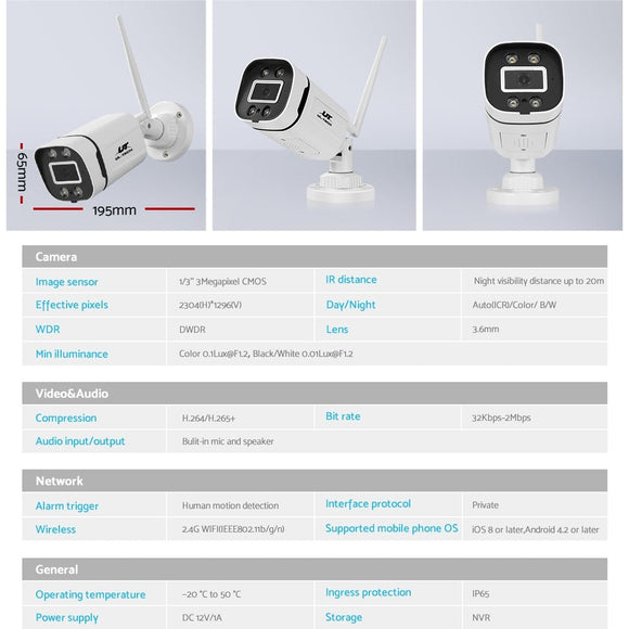 UL - tech Wireless CCTV 3MP 2 Cameras Square - RnR Galore