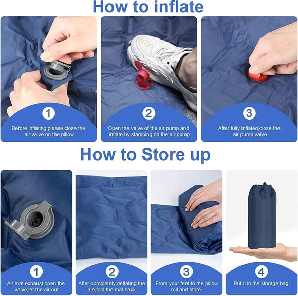 Ultralight Inflatable Camping Sleeping Pad with Pillow for Travelling and Hiking - RnR Galore