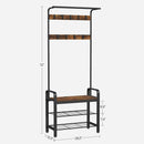 Vintage Coat Rack Shoe Bench, Wood Look Accent Furniture and Metal Frame - RnR Galore