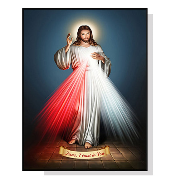 Wall Art 60cmx90cm Jesus Divine Mercy I Trust In You Black Frame Canvas - RnR Galore